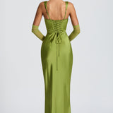 AloeZ | Robe Maxi Satin Décolleté Carré