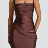 AloeZ | Robe Maxi Satin Décolleté Carré