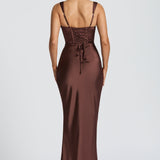 AloeZ | Robe Maxi Satin Décolleté Carré