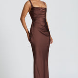 AloeZ | Robe Maxi Satin Décolleté Carré