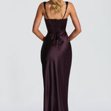AloeZ | Robe Maxi Satin Décolleté Carré