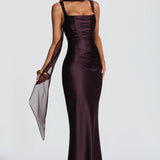 AloeZ | Robe Maxi Satin Décolleté Carré