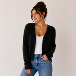 Cardigan court duveteux noir