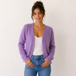 Cardigan court duveteux lilas