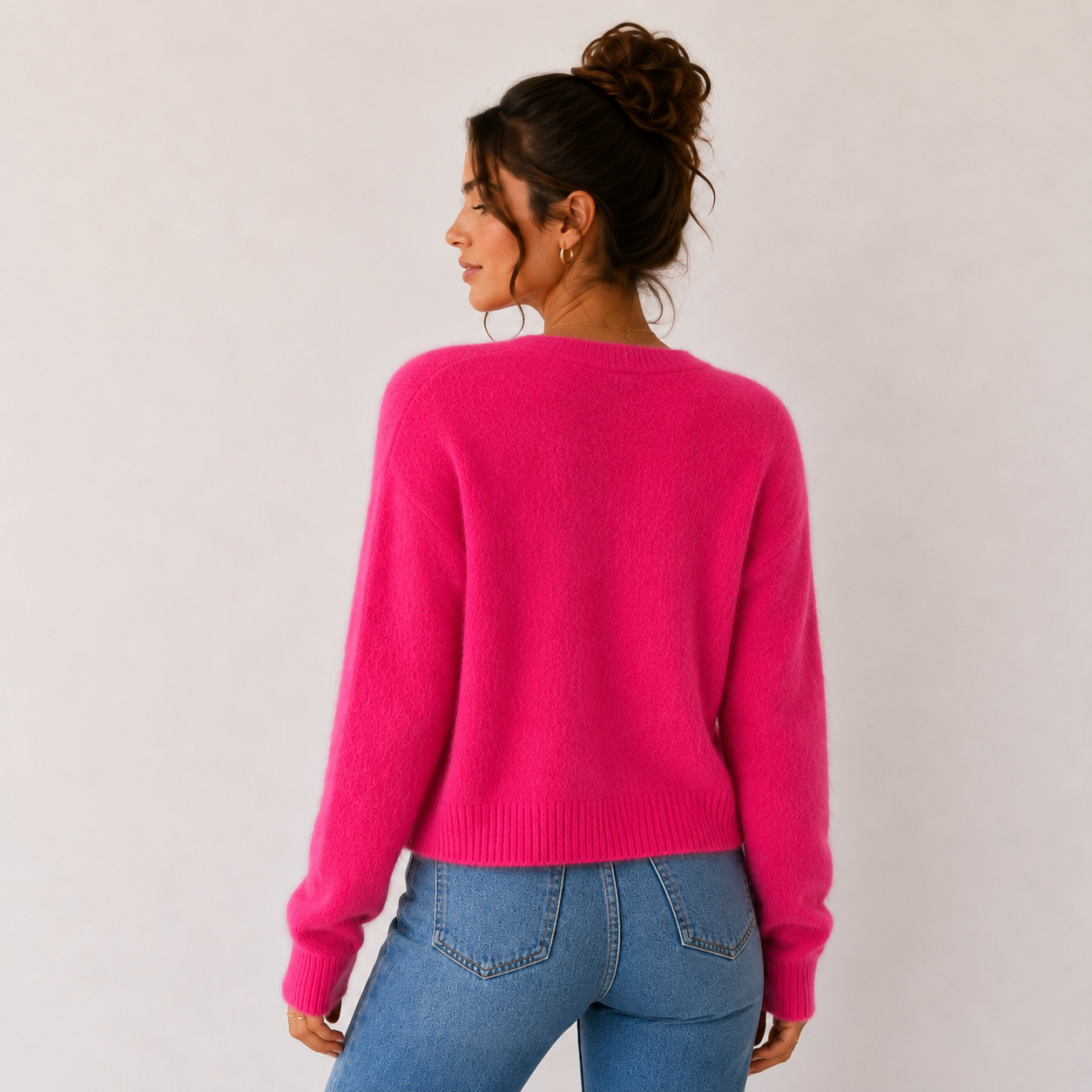 Dos du cardigan court magenta