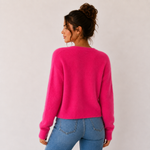 Dos du cardigan court magenta