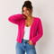 Cardigan court duveteux magenta