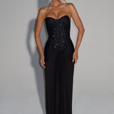 AloeZ | Robe Maxi Corset Brodé Perles