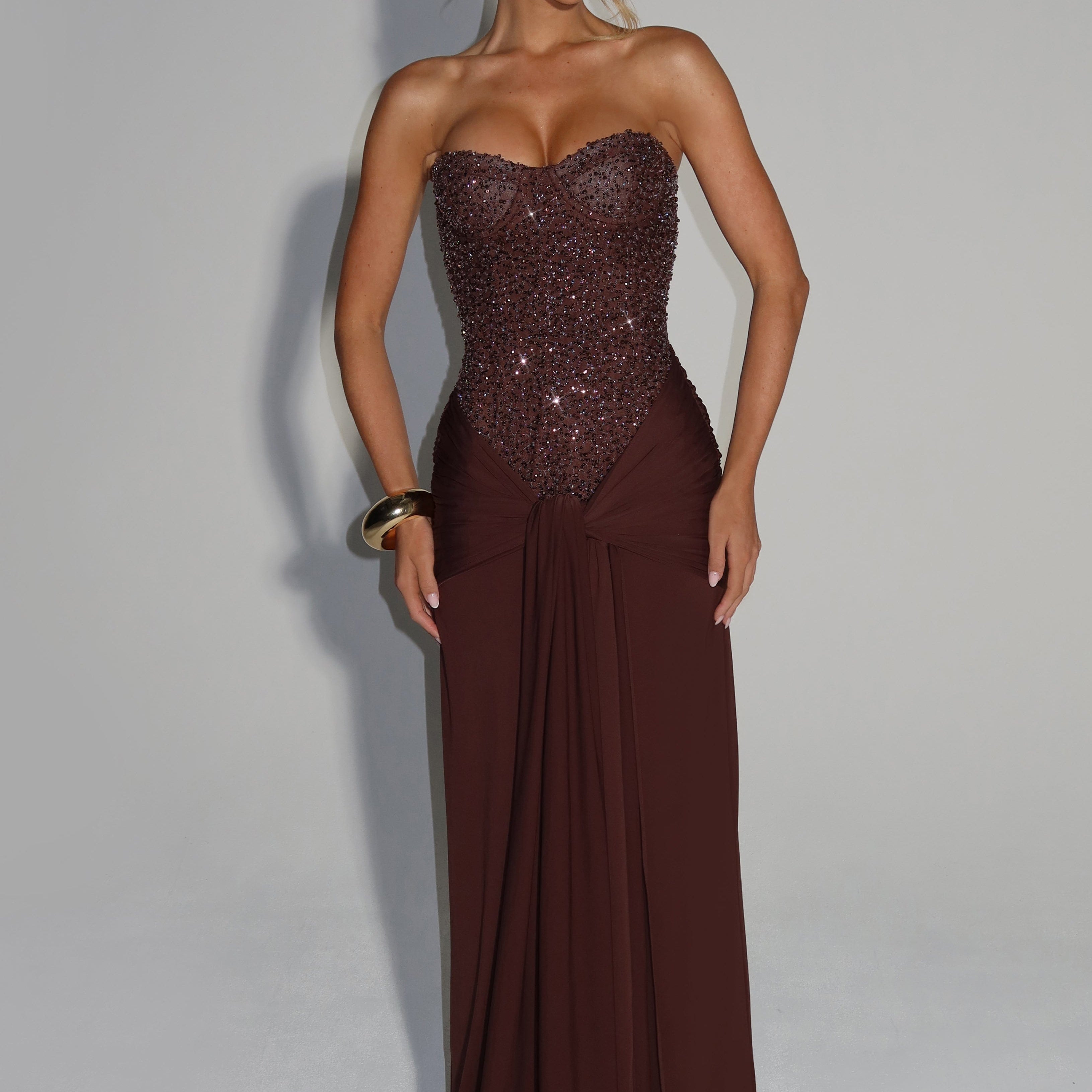 AloeZ | Robe Maxi Corset Brodé Perles