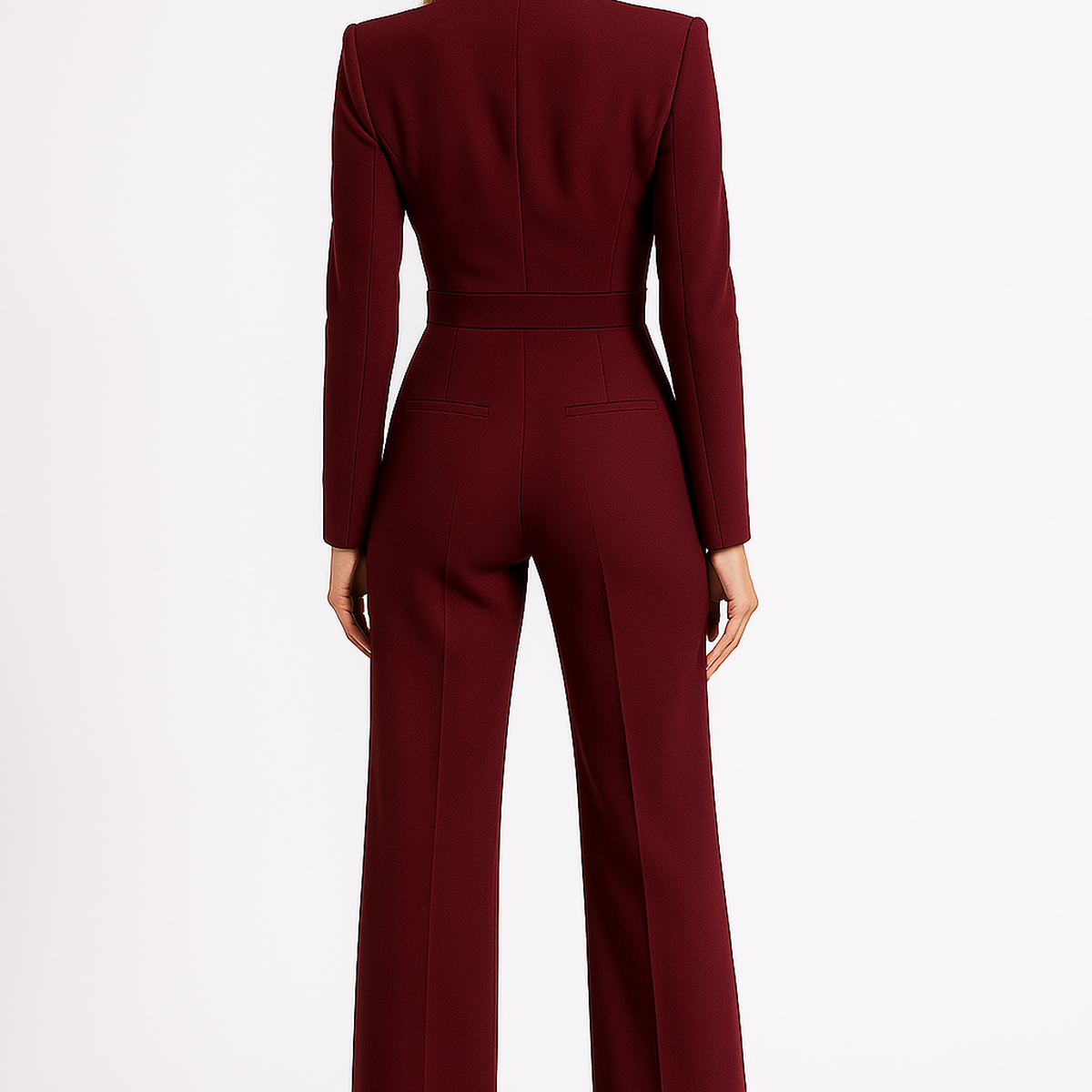 Dos de la combinaison bordeaux à jambes larges