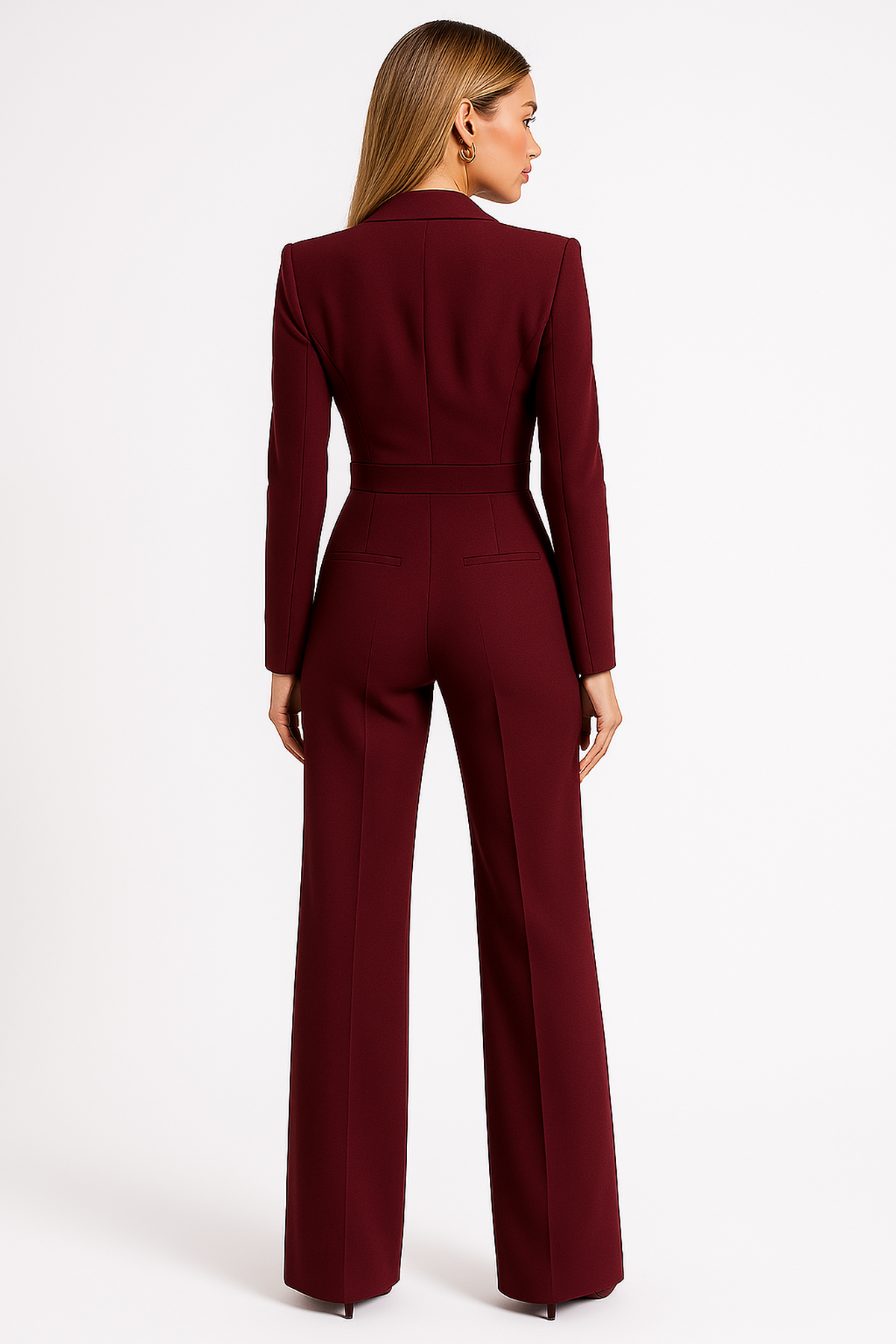 Dos de la combinaison bordeaux à jambes larges