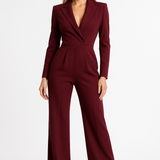 Combinaison bordeaux à décolleté portefeuille et jambes larges