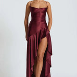 AloeZ | Robe Maxi Satin à Fente Cérémonie