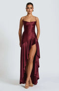 AloeZ | Robe Maxi Satin à Fente Cérémonie