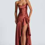 AloeZ | Robe Maxi Satin à Fente Cérémonie