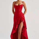 AloeZ | Robe Maxi Satin à Fente Cérémonie