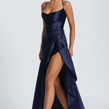 AloeZ | Robe Maxi Satin à Fente Cérémonie
