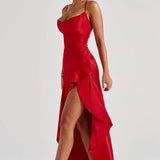 AloeZ | Robe Maxi Satin à Fente Cérémonie