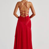 AloeZ | Robe Maxi Satin à Fente Cérémonie