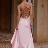 AloeZ | Robe Maxi Satin à Fente Cérémonie