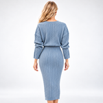 Ensemble Cardigan Col V et Jupe Midi en Maille - vue 2