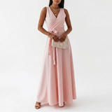 AloeZ | Robe Maxi Décolleté Portefeuille et Ceinture