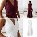 AloeZ | Robe Maxi Décolleté Portefeuille et Ceinture