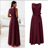 AloeZ | Robe Maxi Décolleté Portefeuille et Ceinture