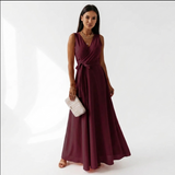 AloeZ | Robe Maxi Décolleté Portefeuille et Ceinture