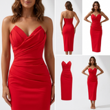 AloeZ | Robe Midi Bustier Sweetheart Froncé