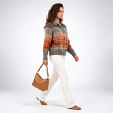 Cardigan Col Chemise à Carreaux Dégradés - vue 6