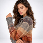 Cardigan Col Chemise à Carreaux Dégradés - vue 4
