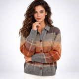 Cardigan Col Chemise à Carreaux Dégradés - vue 1