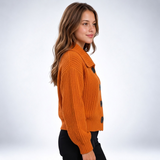 Cardigan Côtelé Oversize Col Chemise - vue 3