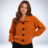 Cardigan Côtelé Oversize Col Chemise - vue 1