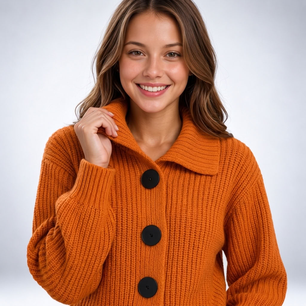 Cardigan Côtelé Oversize Col Chemise - vue 4