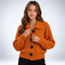 Cardigan Côtelé Oversize Col Chemise - coloris Orange