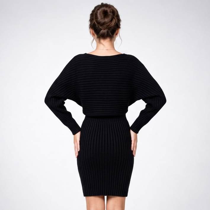 Ensemble Robe en Maille et Pull Court - vue 2