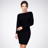 Ensemble Robe en Maille et Pull Court - coloris Noir