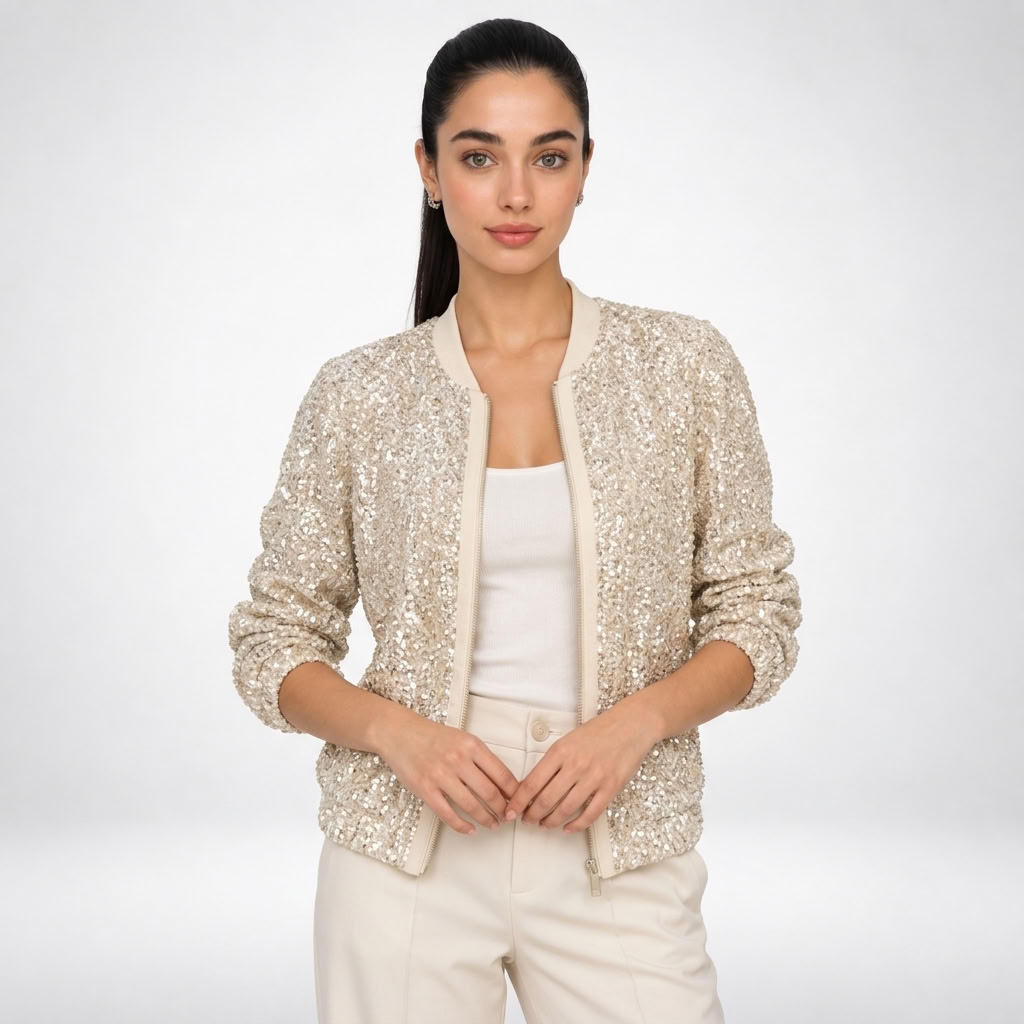 Blouson à Sequins - coloris Beige