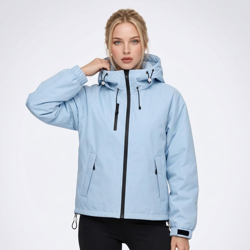 Veste Sport à Capuche Coupe Courte - coloris Bleu Clair