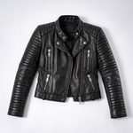 Veste Biker Ajustée Col Officier - vue 8