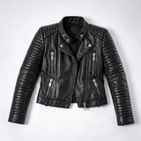 Veste Biker Ajustée Col Officier - vue 8
