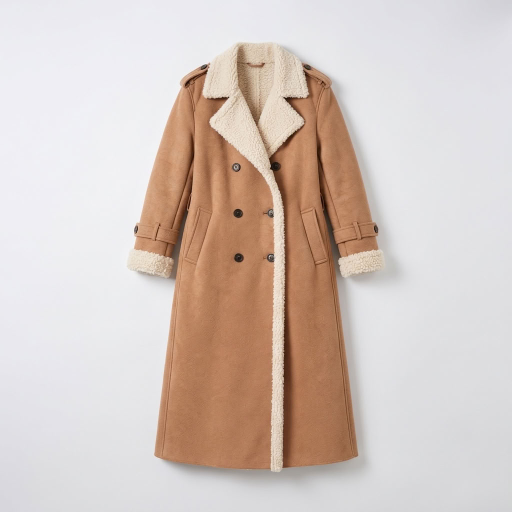 Manteau Long Bordures Sherpa - vue 5