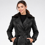 Manteau Long Effet Cuir Ceinturé - vue 4