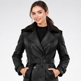 Manteau Long Effet Cuir Ceinturé - vue 4