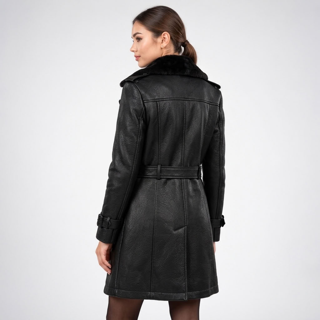 Manteau Long Effet Cuir Ceinturé - vue 2