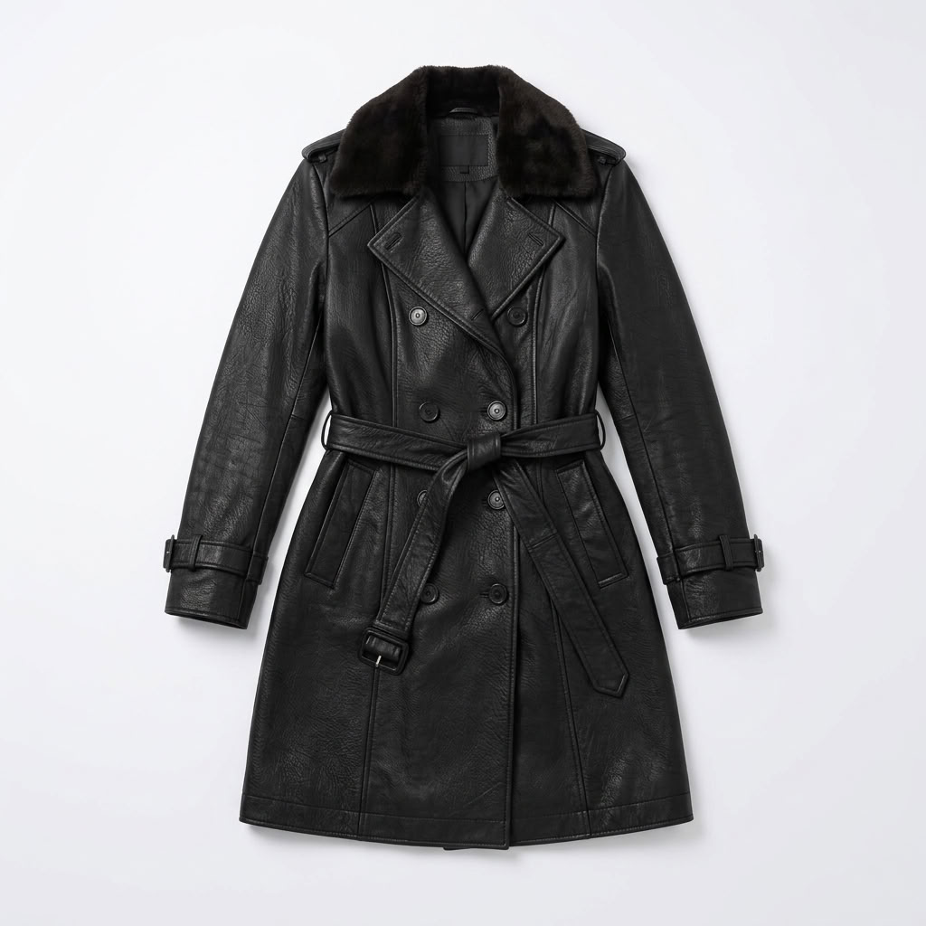 Manteau Long Effet Cuir Ceinturé - vue 6