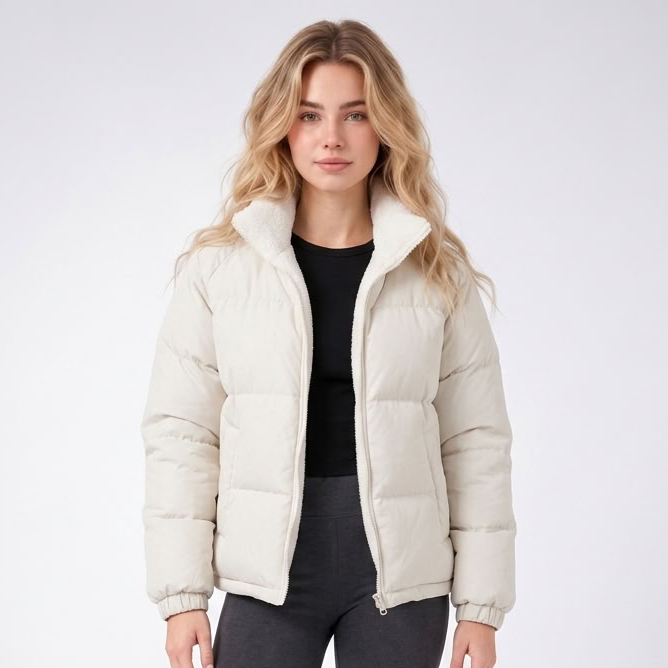 Doudoune Col Sherpa - coloris Beige