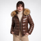 Doudoune Brillante Capuche Bordée - coloris Marron